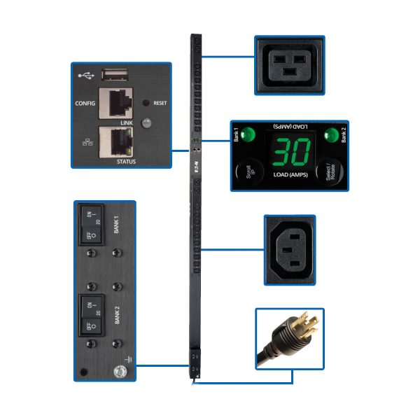 Tripp Lite PDUMNV30HVLX unidad de distribución de energía (PDU) 24 salidas AC 0U Negro
