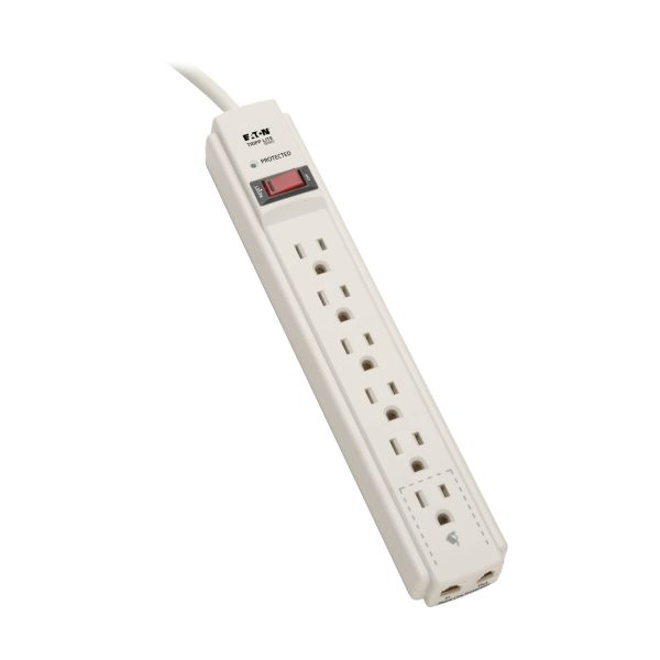 Tripp Lite TLP604TEL Supresor de Sobretensiones de 6 Tomacorrientes, 1.2 m [4 pies] Cable, 790 Joules, Protección para Teléfono/fax/Módem