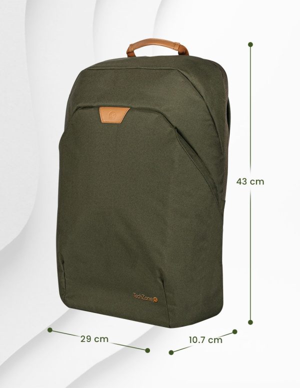 TechZone TZLBP56W-V mochila City backpack Verde Tereftalato de polietileno reciclado (rPET) - Imagen 4