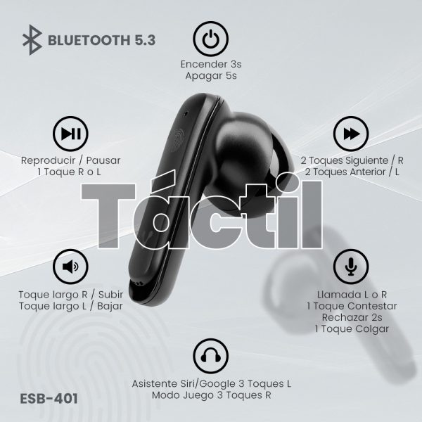 Vorago ESB-401 auricular y casco Auriculares Inalámbrico Dentro de oído Llamadas/Música Bluetooth Negro - Imagen 4