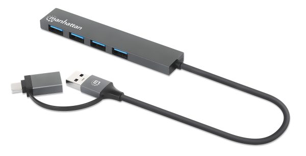 Manhattan 181006 hub de interfaz USB 3.2 Gen 1 (3.1 Gen 1) Type-A 5000 Mbit/s Gris
