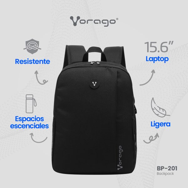 Vorago BP-201 mochila Mochila informal Negro Espuma de etileno vinil acetato (EVA), Poliéster - Imagen 4