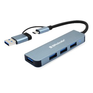 BRobotix 6005460 base para laptop o replicador de puertos Alámbrico USB 3.2 Gen 1 (3.1 Gen 1) Type-A + Type-C Negro, Gris