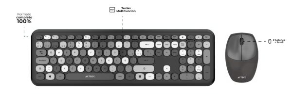 Acteck AC-935166 teclado Ratón incluido Oficina RF inalámbrico Negro