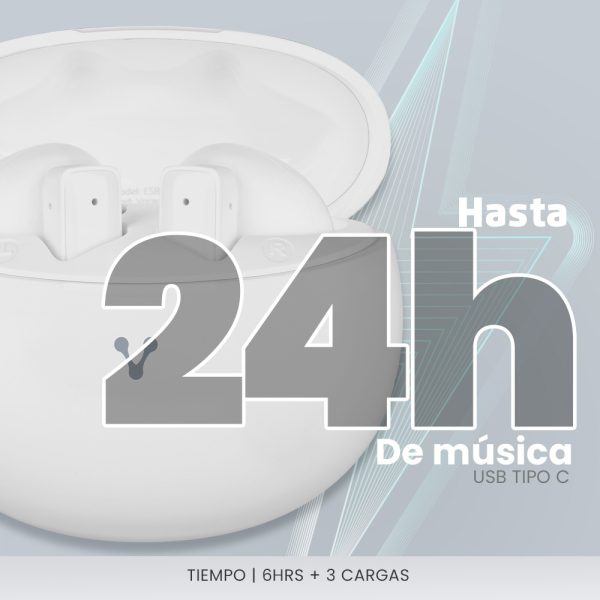 Vorago ESB-310-WH auricular y casco Auriculares True Wireless Stereo (TWS) Dentro de oído Llamadas/Música USB Tipo C Bluetooth Blanco - Imagen 3