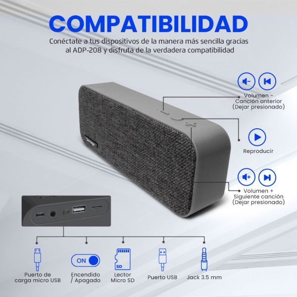 Vorago BSP-150 Altavoz portátil estéreo Gris 6 W - Imagen 2