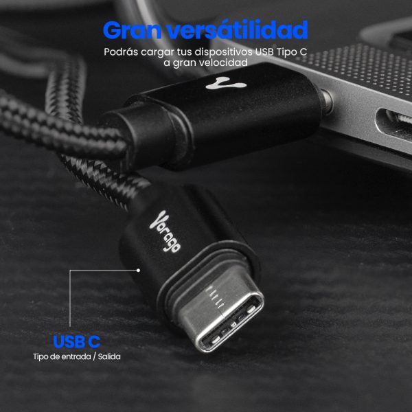 Vorago CAB-124-BK cable de transmisión Negro 1 m USB C - Imagen 3