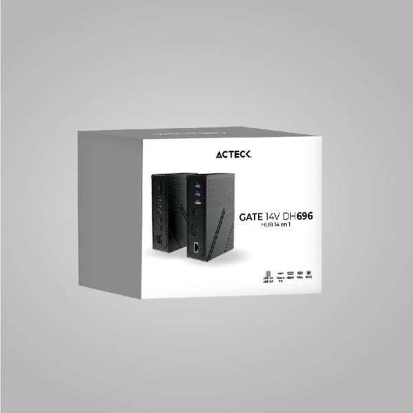 Acteck Gate 14V DH696 USB Tipo C 10200 Mbit/s Negro - Imagen 4