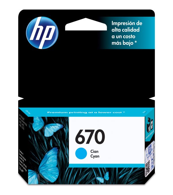 HP Cartucho original de tinta cian 670 Advantage