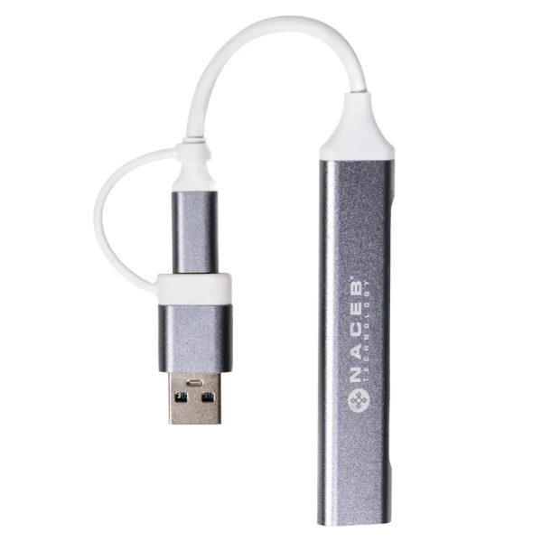 Naceb Technology NA-0124 nodo concentrador USB Tipo C Plata - Imagen 2