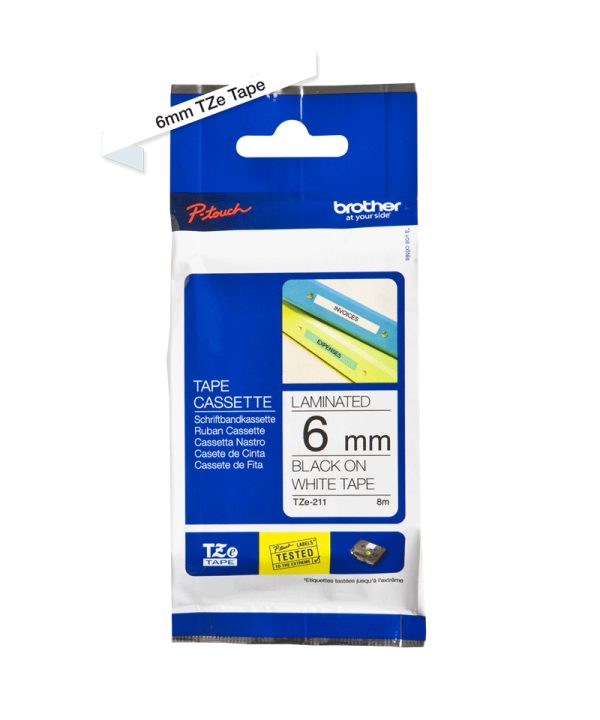 Brother TZe-211 cinta para impresora de etiquetas Negro sobre blanco - Imagen 2