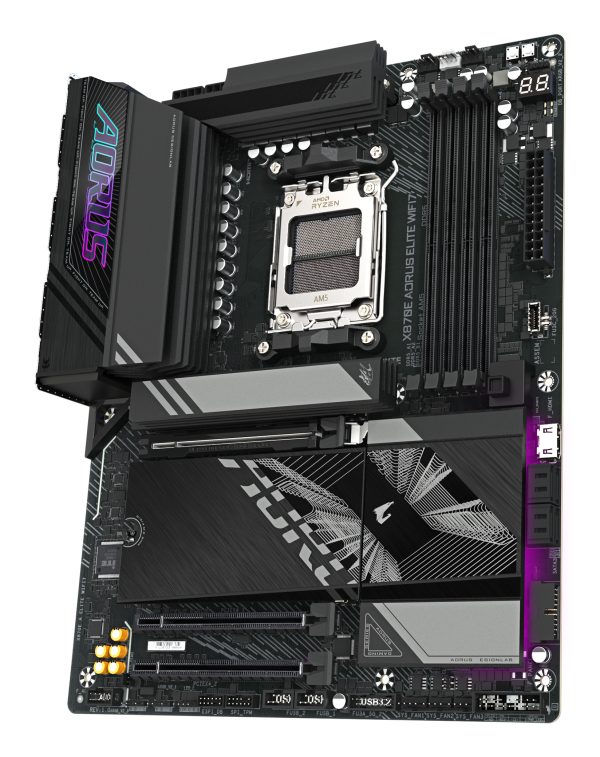 GIGABYTE X870E AORUS ELITE WIFI7 Placa Base - Compatible con CPUs AMD Ryzen 9000, 16+2+2 fases VRM digitales, hasta 8000Hz DDR5 (OC), 3xPCIe 5.0 + 1xPCIe 4.0, Wi-Fi 7, LAN 2.5GbE, USB 4 - Imagen 4