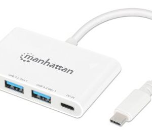 Manhattan 168434 nodo concentrador USB 3.2 Gen 1 (3.1 Gen 1) Type-C 5000 Mbit/s Blanco