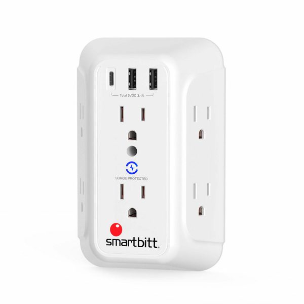 Smartbitt SBSS-BW6-3U supresor de picos Blanco 6 salidas AC 125 V - Imagen 3