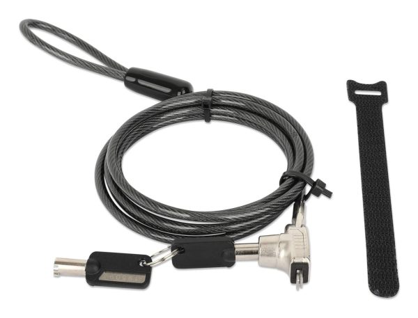 Manhattan Candado de seguridad Nano para laptop, con llave Candado antirrobo para laptop, dos llaves incluidas, cable de acero de 1.5 m (5 pies), cubierta de PVC negra traslúcida, plateado - Imagen 2