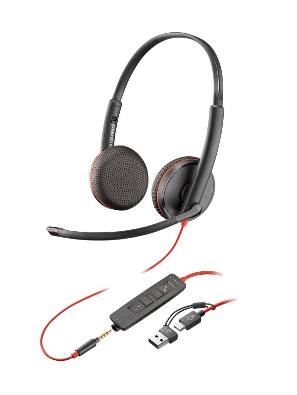Poly Auriculares Blackwire 3225 estéreo USB-C + conector de 3,5 mm + adaptador USB-C/A (paquete) - Imagen 4