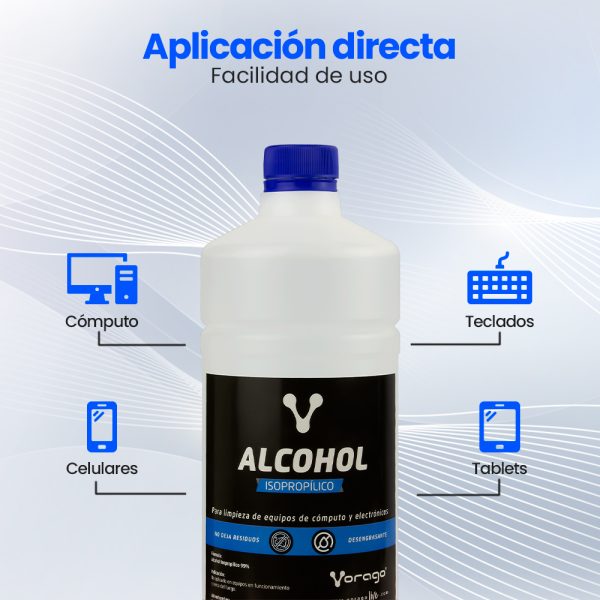 Vorago Alcohol Isopropílico limpiador de contacto 1000 ml - Imagen 3