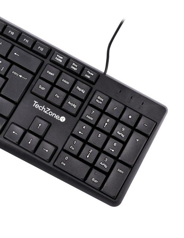 TechZone Alámbrico teclado Universal USB QWERTY Negro - Imagen 3