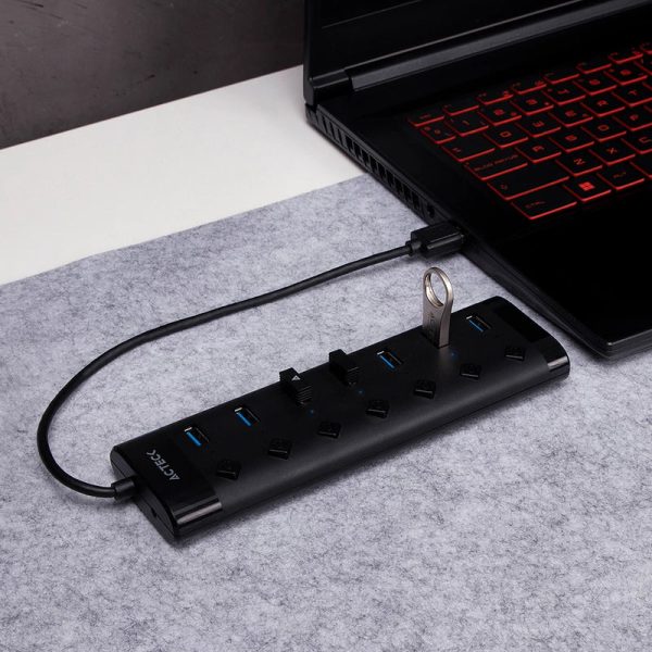 Acteck Port X7 DH470 USB 3.2 Gen 1 (3.1 Gen 1) Type-A 5000 Mbit/s Negro - Imagen 2