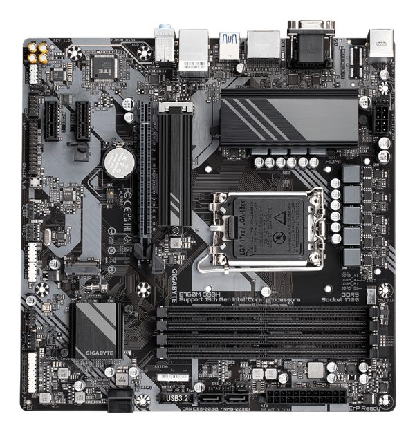 GIGABYTE B760M DS3H Placa Base - Compatible con procesadores Intel Core de 14ª generación, VRM digital de 6+2+1 fases, hasta 7600MHz DDR5 (OC), 2x PCIe 4.0 M.2, LAN 2.5GbE, USB 3.2 Gen - Imagen 4