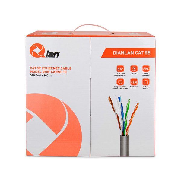Qian QHR-CAT5E-10 cable de red Gris 100 m U/UTP (UTP) - Imagen 3