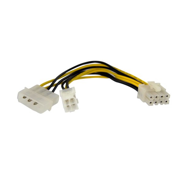 StarTech.com Cable 15cm Adaptador de Fuente de Poder 4 Pines a 8 Pines EPS con LP4 - Hembra a Macho