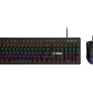 MSI FORGE GK300 COMBO BLUE teclado Ratón incluido Juego USB QWERTY Inglés de EE.UU. Negro