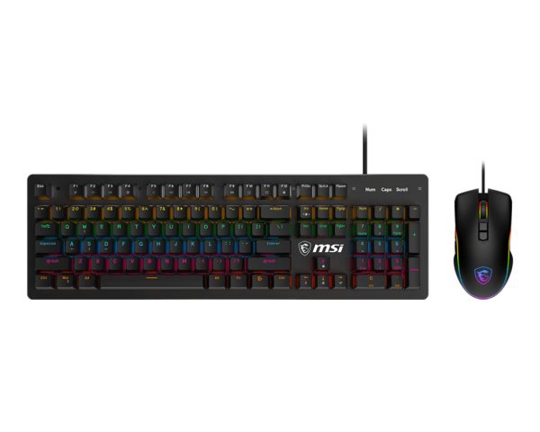 MSI FORGE GK300 COMBO BLUE teclado Ratón incluido Juego USB QWERTY Inglés de EE.UU. Negro