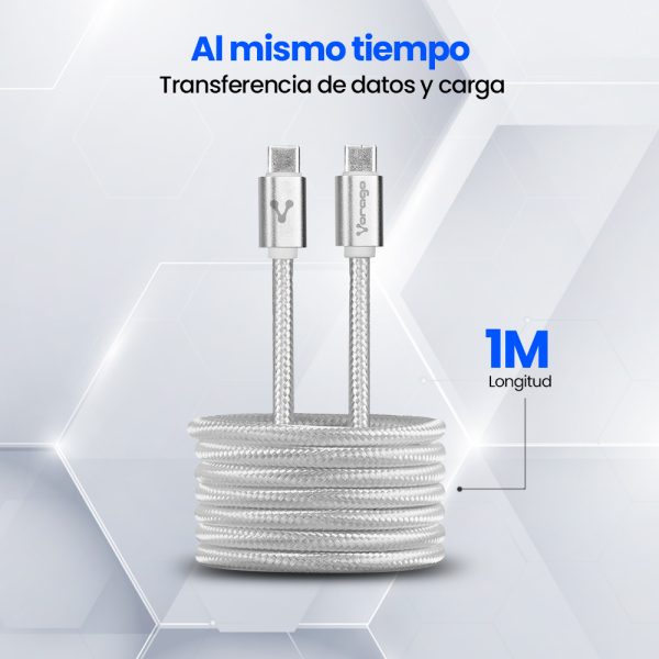 Vorago CAB-124-WH cable de transmisión Blanco 1 m USB C - Imagen 2