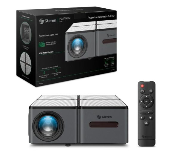 Steren PRO-500 video proyector 450 lúmenes ANSI LED 1080p (1920x1080) Gris - Imagen 2