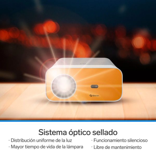 Steren PRO-4000 video proyector Proyector de alcance estándar 300 lúmenes ANSI 1080p (1920x1080) Gris, Naranja, Blanco - Imagen 4