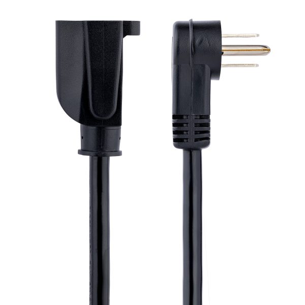 StarTech.com Cable de 0.3m de Extensión de Alimentación, Acodado en Ángulo Recto NEMA 5-15P a NEMA 5-15R, 13A 125V, 16AWG, Cable de Extensión de Corriente para Computadoras, UL - Imagen 2