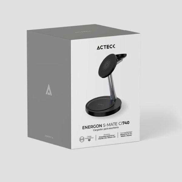 Acteck Energon S-Mate CI740 Audífonos, Smartphone, Reloj inteligente Negro USB Cargador inalámbrico Interior - Imagen 4