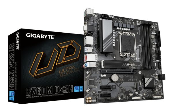 GIGABYTE B760M DS3H Placa Base - Compatible con procesadores Intel Core de 14ª generación, VRM digital de 6+2+1 fases, hasta 7600MHz DDR5 (OC), 2x PCIe 4.0 M.2, LAN 2.5GbE, USB 3.2 Gen