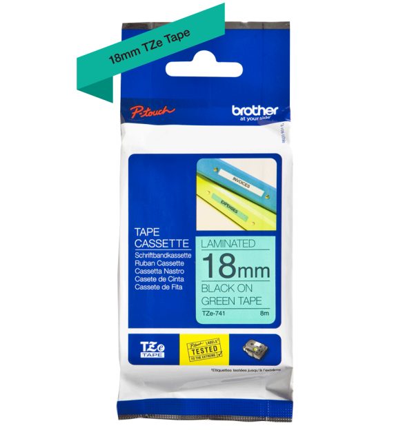 Brother TZE-741 cinta para impresora de etiquetas Negro sobre verde TZ - Imagen 3