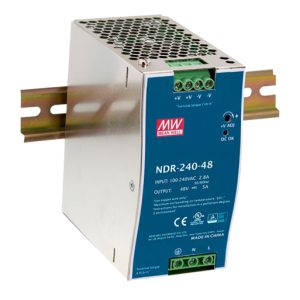 MEAN WELL NDR24048 adaptador e inversor de corriente Auto/Interior 240 W Azul, Acero inoxidable