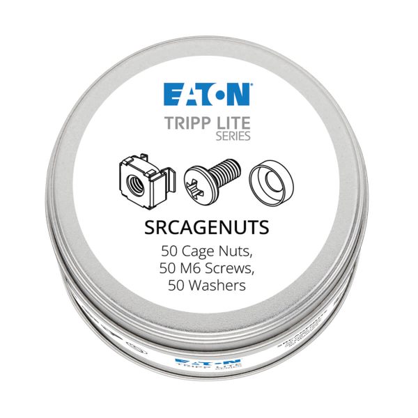 Tripp Lite SRCAGENUTS Kit de hardware de orificios cuadrados SmartRack con 50 tornillos M6 y arandelas - Imagen 3