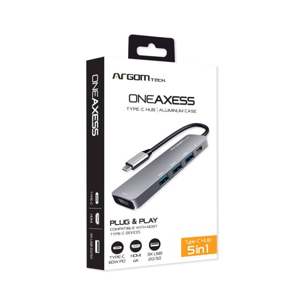 ArgomTech ARG-UB-0185 base para laptop o replicador de puertos Alámbrico USB 3.2 Gen 1 (3.1 Gen 1) Type-C Plata - Imagen 2