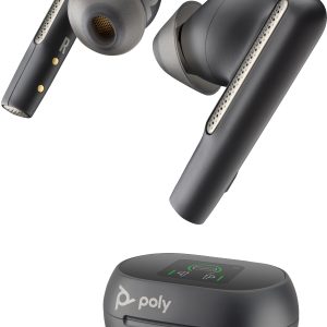 POLY Voyager Free 60+ Audífonos UC negro carbono + Adaptador USB-A BT700 + Estuche de carga con pantalla táctil