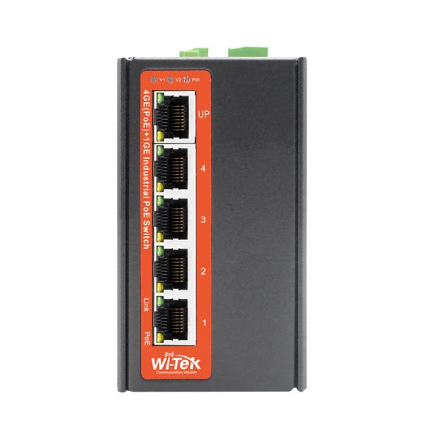 Wi-Tek WI-PS305G-I-DC dispositivo de redes No administrado Gigabit Ethernet (10/100/1000) Energía sobre Ethernet (PoE) Negro, Naranja - Imagen 2