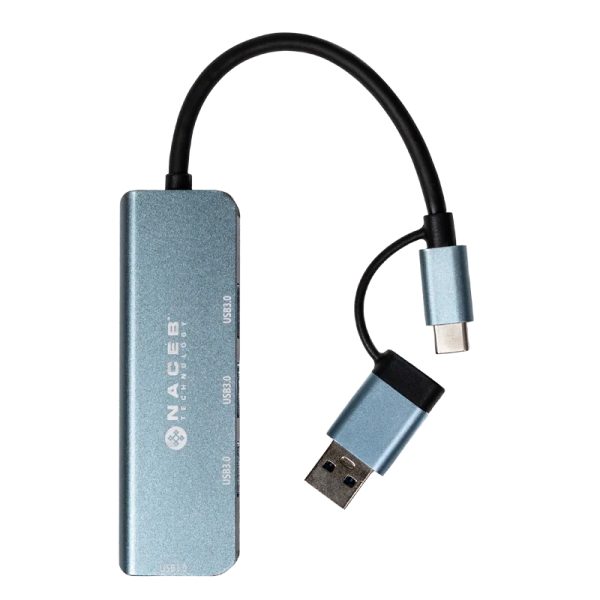 Naceb Technology NA-0126 nodo concentrador USB Tipo C Negro, Azul - Imagen 3