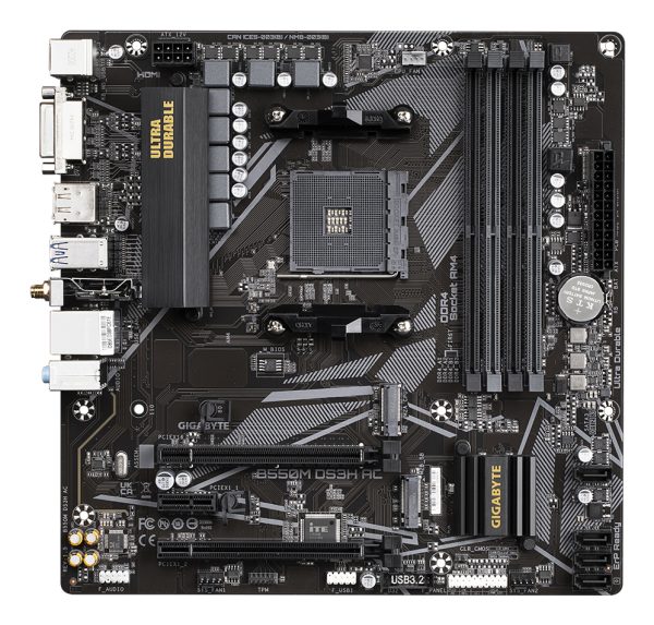 GIGABYTE B550M DS3H AC Placa base - Procesadores AMD Ryzen 5000, VRM de 5+3 fases, hasta 4733 MHz DDR4, 1xPCIe 4.0 + 1xPCIe 3.0 M.2, Wi-Fi 5, LAN 1GbE, USB 3.2 Gen 1 - Imagen 4
