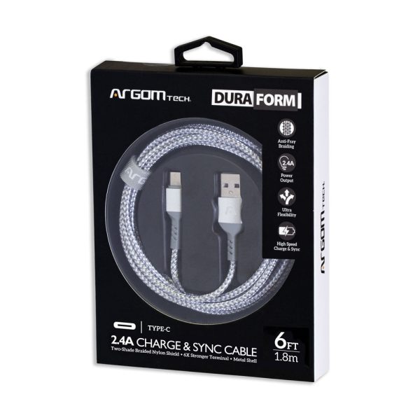 ArgomTech ARG-CB-0025WT cable USB USB 2.0 1.8 m USB C USB A Blanco - Imagen 2