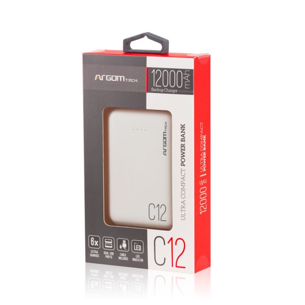 ArgomTech ARG-PB-1138WT batería externa Ión de litio 12000 mAh Blanco - Imagen 2