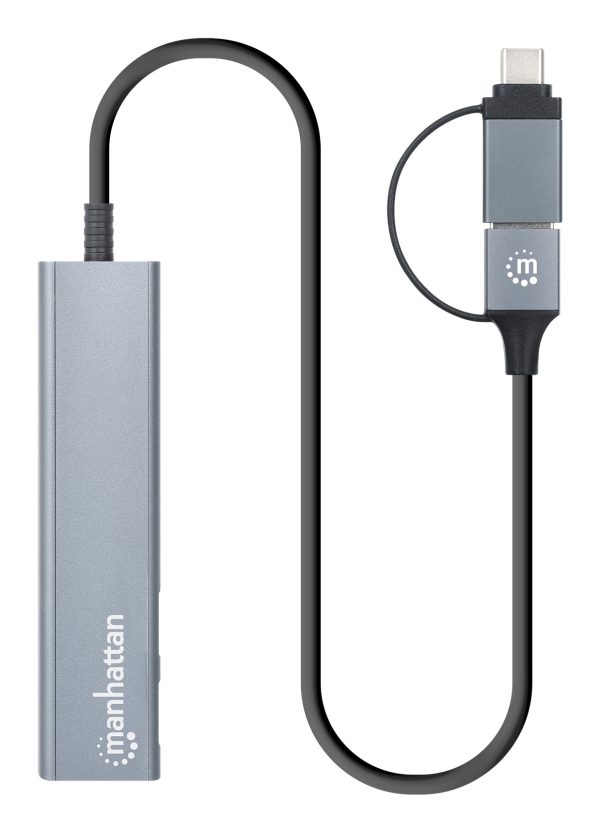 Manhattan 181075 hub de interfaz USB 3.2 Gen 1 (3.1 Gen 1) Type-A + Type-C 5000 Mbit/s Gris - Imagen 4