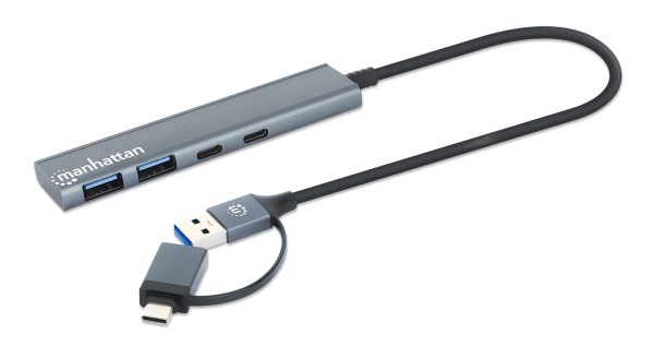 Manhattan 181075 hub de interfaz USB 3.2 Gen 1 (3.1 Gen 1) Type-A + Type-C 5000 Mbit/s Gris - Imagen 2