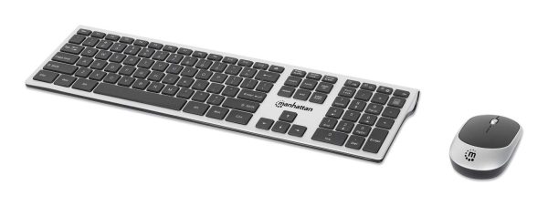Manhattan 180788 teclado Ratón incluido Universal RF inalámbrico QWERTY Negro, Plata