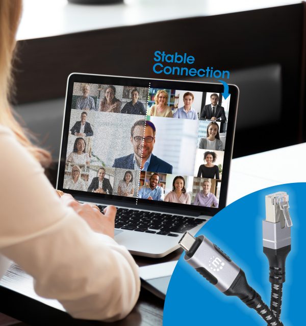 Manhattan 394826 cambiador de género para cable RJ-45 USB-C Negro, Plata - Imagen 4