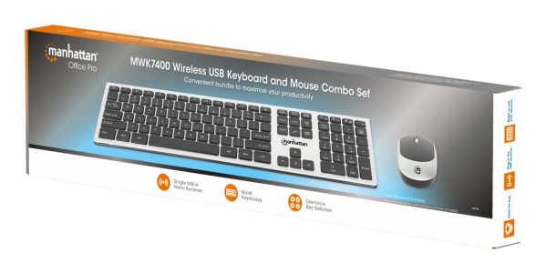 Manhattan 180788 teclado Ratón incluido Universal RF inalámbrico QWERTY Negro, Plata - Imagen 2