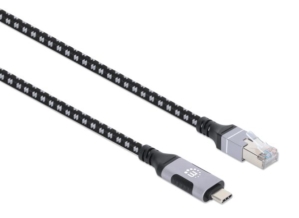 Manhattan 394826 cambiador de género para cable RJ-45 USB-C Negro, Plata - Imagen 2